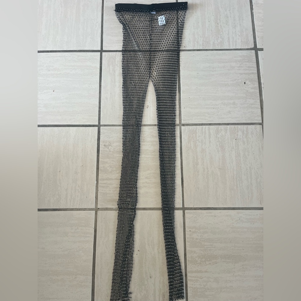 New with hangtags - ShopAkira see through trousers in black w/ small rhinestones